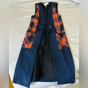 BCBG Navy Suede Duster Vest | XXS